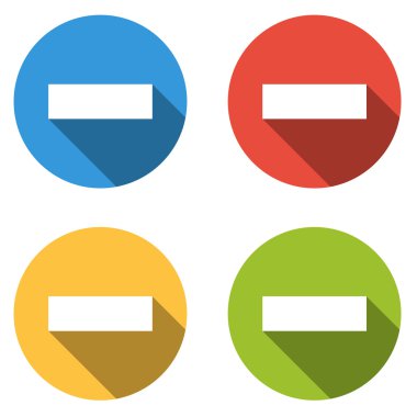 4 topluluğu ile eksi için düz renkli düğmeler lo izole