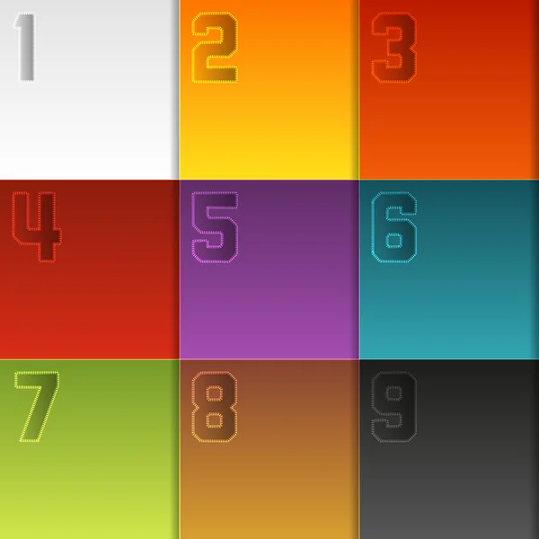 9 bunte Schachteln (Quadrate) — Stockvektor
