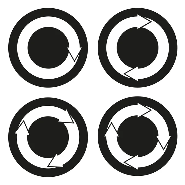 Colección de 4 botones aislados con flechas redondeadas — Vector de stock