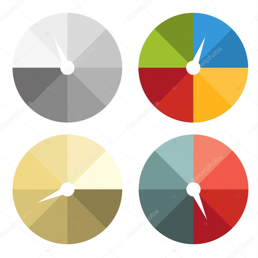 Collection of 4 isolated colorful circle charts