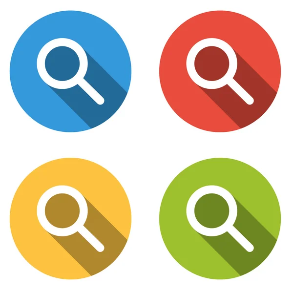 Colección de 4 botones planos aislados para la búsqueda (zoom ) — Vector de stock