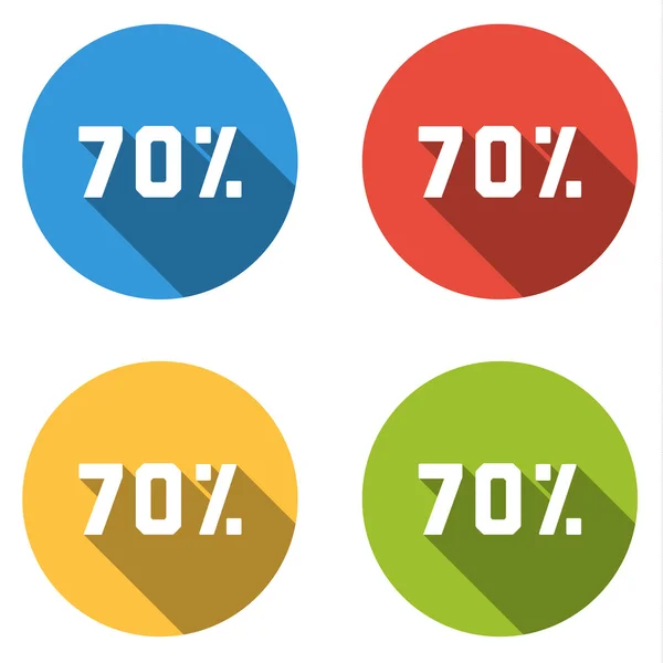 Συλλογή από 4 απομονωμένες επίπεδη κουμπιά (εικονίδια) για 70 τοις εκατό (έκπτωση) — Διανυσματικό Αρχείο