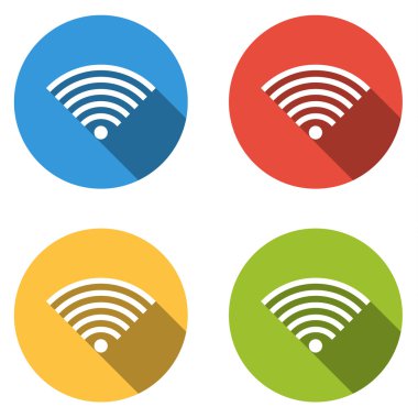 Wifi (kablosuz için 4 izole düz renkli düğmeleri topluluğu