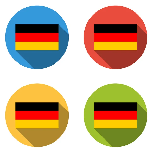 Verzameling 4 geïsoleerde platte knoppen (pictogrammen) met Duitse vlag — Stockvector