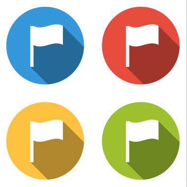 4 topluluğu wavin için düz renkli düğmeler (simgeler) izole