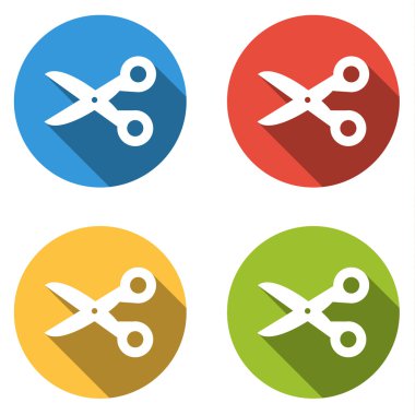 4 izole düz düğmeleri (simgeler) makas için topluluğu