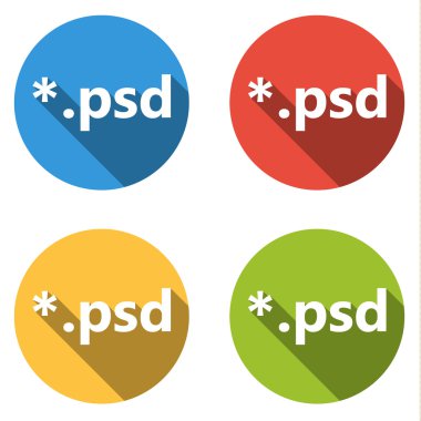 4 izole düz düğmeleri (simgeler) psd uzantısı için topluluğu