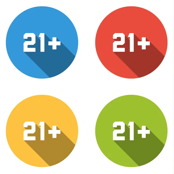 Coleção de 4 botões coloridos planos isolados (ícones) para sinal 21 plus — Vetor de Stock