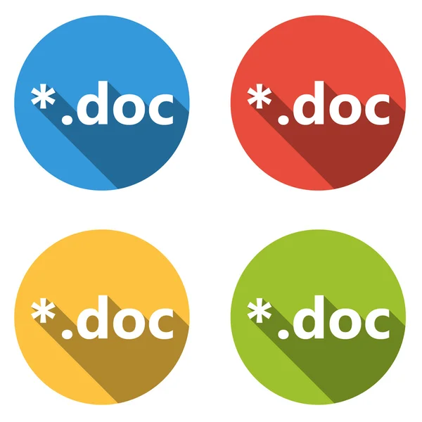 Collectie van 4 geïsoleerd plat kleurrijke knoppen (pictogrammen) voor doc e — Stockvector