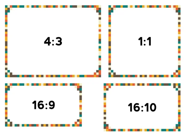 4 pixel grenzen in vintage kleuren voor verschillende resoluties — Stockvector