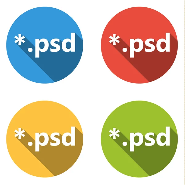 Collection of 4 isolated flat buttons (icons) for psd extension — Stock Vector