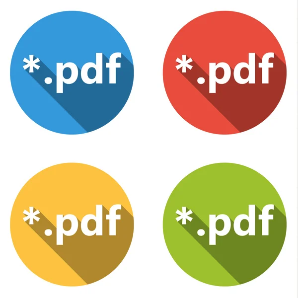 Colección de 4 botones planos aislados (iconos) para extensión pdf — Vector de stock