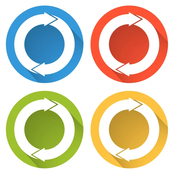 Collection de 4 boutons plats isolés (icônes) pour rafraîchir — Image vectorielle