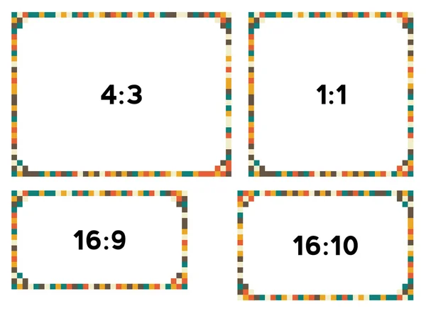 Bordi 4 pixel in colori vintage per diverse risoluzioni — Vettoriale Stock