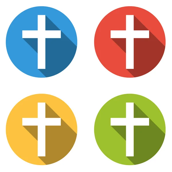 Kolekce 4 izolované plochých tlačítek (ikony) s Latinský křížek — Stockový vektor