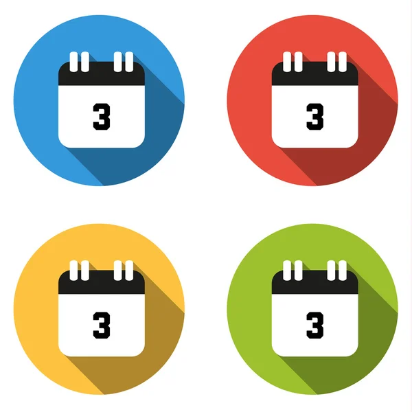 Collection of 4 isolated flat buttons (icons) for number 3 — Stock Vector
