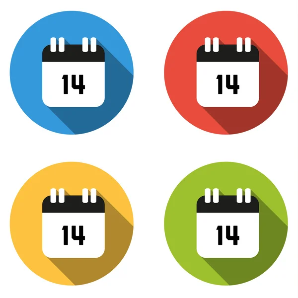 Coleção de 4 botões planos isolados (ícones) para o número 14 —  Vetores de Stock