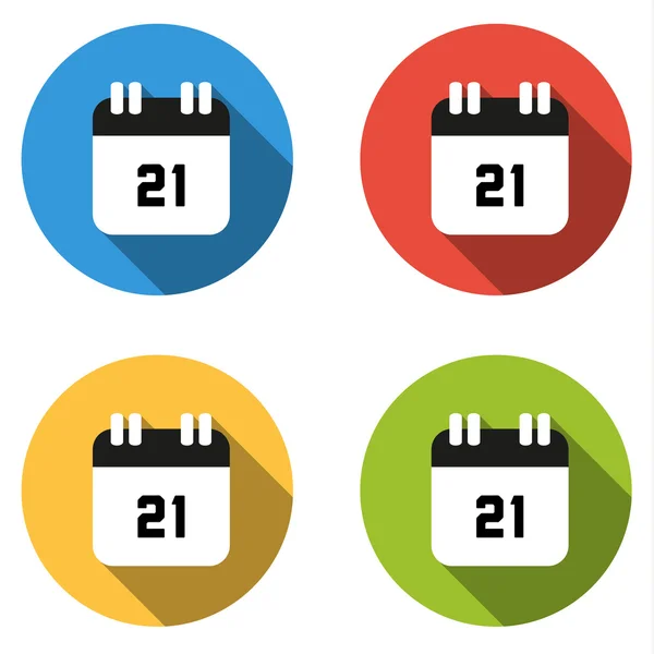 Collection of 4 isolated flat buttons (icons) for number 21 — Stock Vector