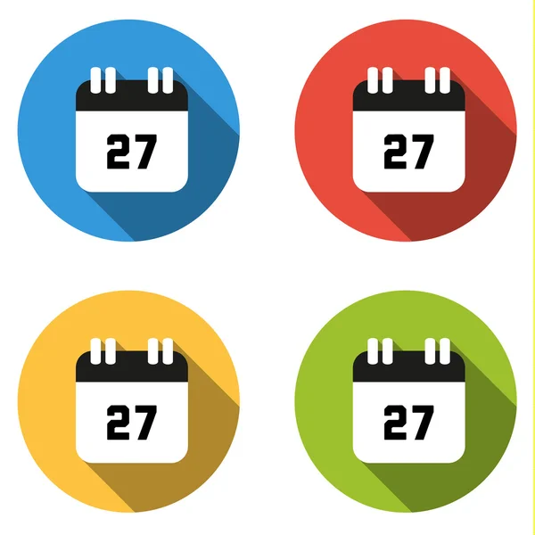 Raccolta di 4 pulsanti piatti isolati (icone) per il numero 27 — Vettoriale Stock