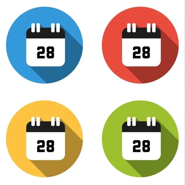 Colecție de 4 butoane plate izolate (icoane) pentru numărul 28 — Vector de stoc