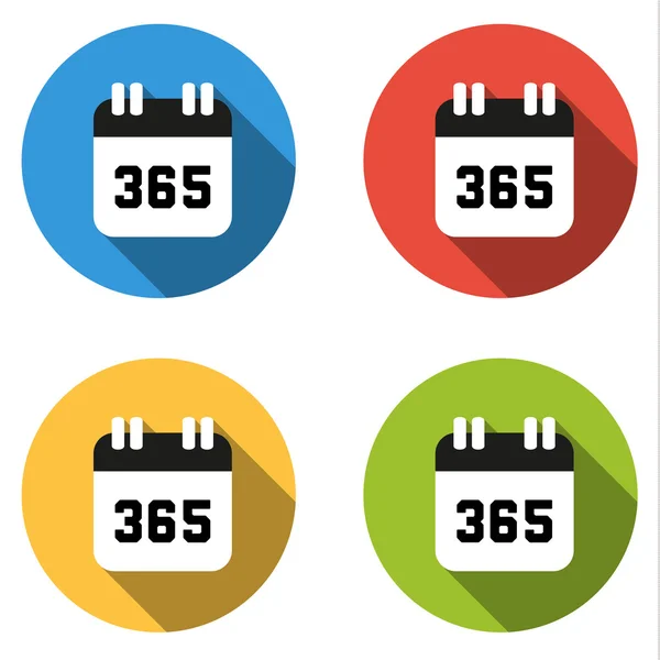 Συλλογή από 4 απομονωμένες επίπεδη κουμπιά (εικονίδια) για αριθμό 365 — Διανυσματικό Αρχείο