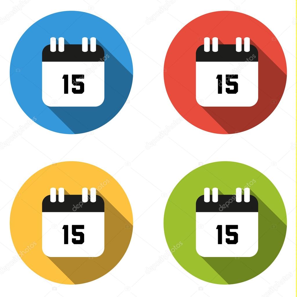 Collection of 4 isolated flat buttons (icons) for number 15