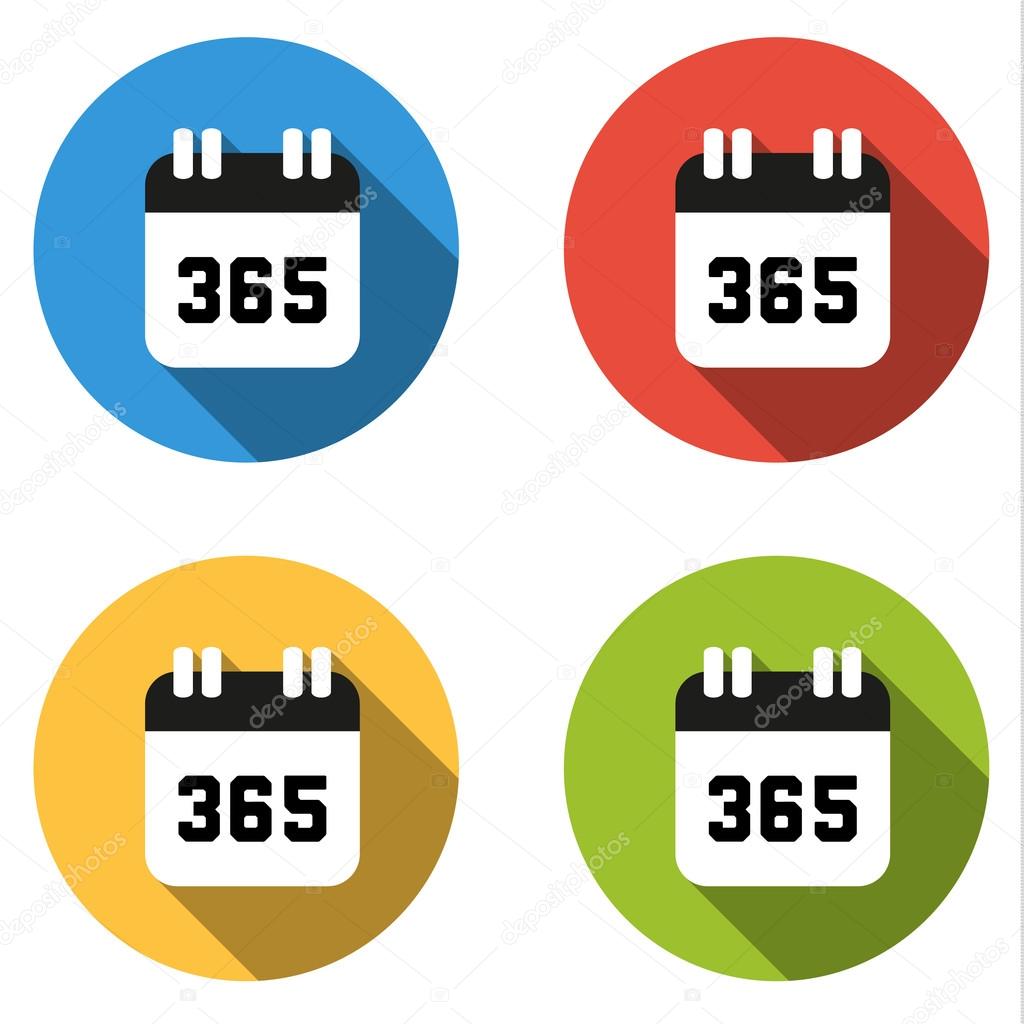 Collection of 4 isolated flat buttons (icons) for number 365