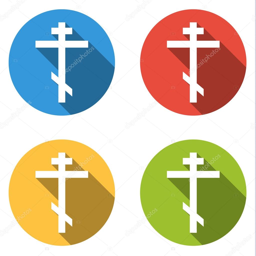 Collection of 4 isolated flat l buttons (icons) for orthodox cro