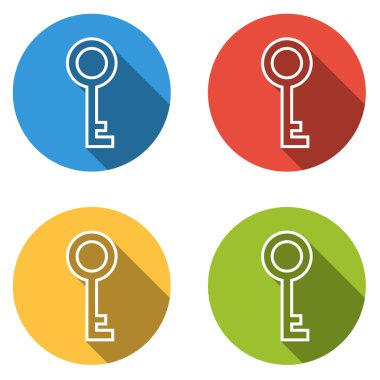 4 izole düz düğmeleri (simgeler) için anahtar topluluğu