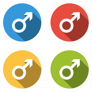 4 izole düz düğmeleri (simgeler) erkek (adam için topluluğu)