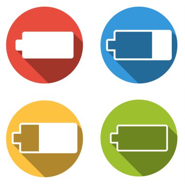 Pil için 4 izole düz renkli düğmeleri topluluğu