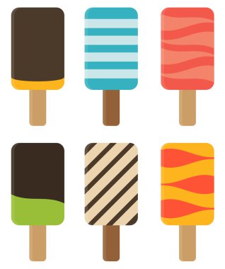 6 izole renkli Buz lolly topluluğu