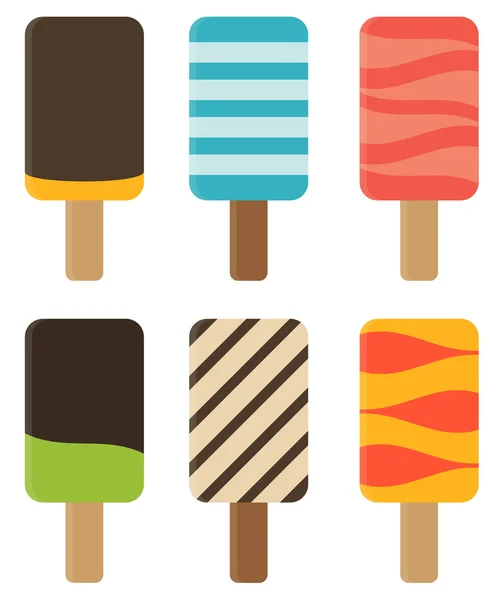 Collection of 6 isolated colorful ice lolly — Stock Vector