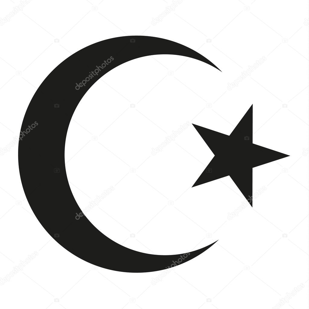 Isolated symbol for crescent and star