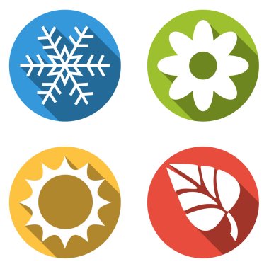 Collection of 4 isolated flat colorful buttons for 4 seasons ico clipart