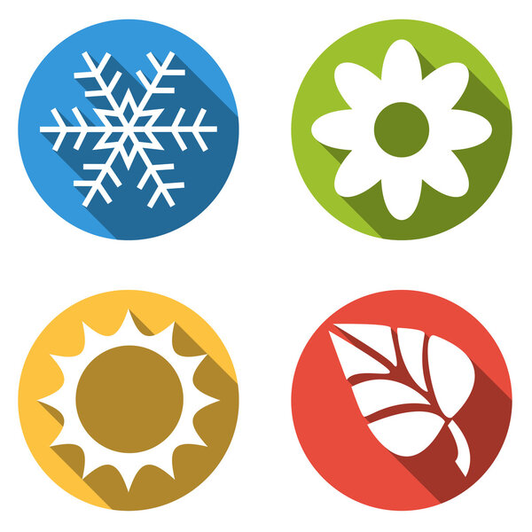 Коллекция из 4 изолированных цветных пуговиц для 4 сезонов ico
