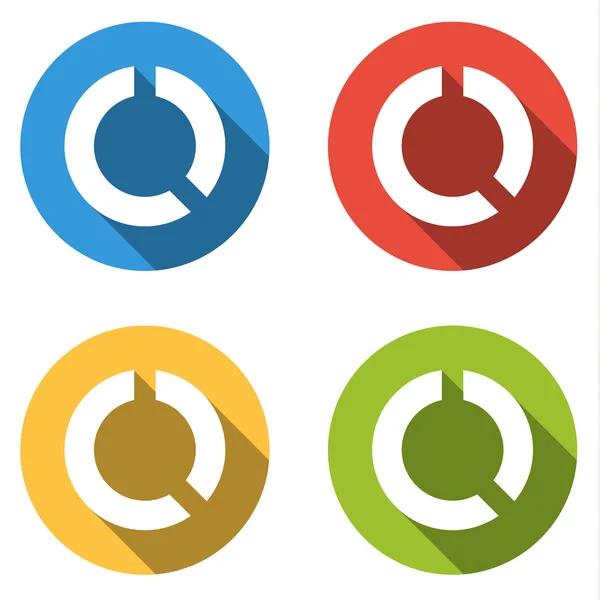 Colección de 4 botones planos aislados (iconos) para grap circular — Vector de stock