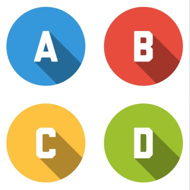 Collection of 4 isolated flat  buttons (icons) for 4 possibiliti clipart