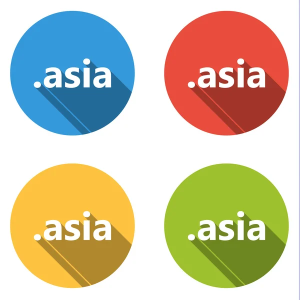 Collection of 4 isolated flat buttons (icons) for .asia domain — Stock Vector