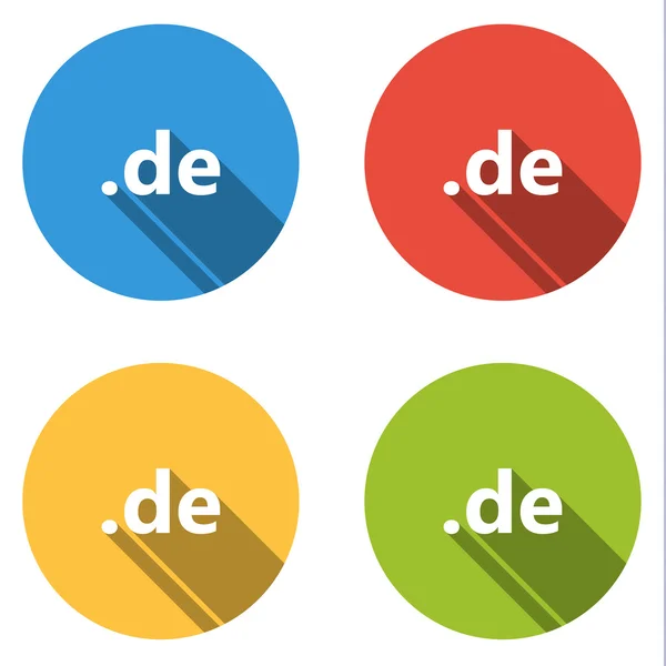 Verzameling 4 geïsoleerde platte knoppen (pictogrammen) voor .de domein — Stockvector