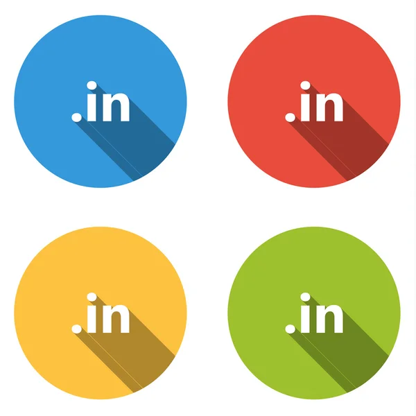 Coleção de 4 botões planos isolados (ícones) para domínio .in — Vetor de Stock