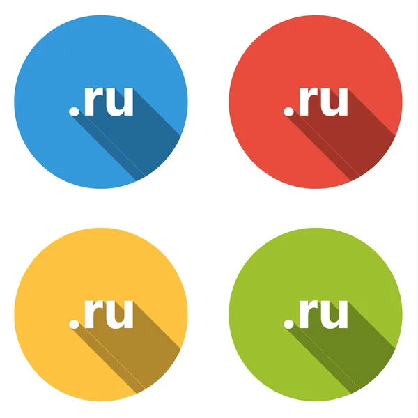 Коллекция из 4 изолированных плоских кнопок (иконок) для домена .ru — стоковый вектор