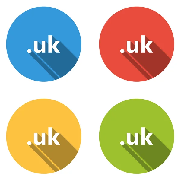 Sammlung von 4 isolierten flachen Knöpfen (Symbolen) für die .uk-Domain — Stockvektor