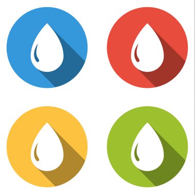 4 izole düz düğmeleri için damla su, petrol, ga topluluğu