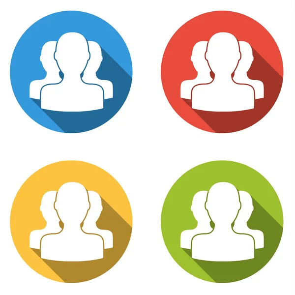 Collection de 4 boutons plats isolés pour groupe de personnes sociales — Image vectorielle