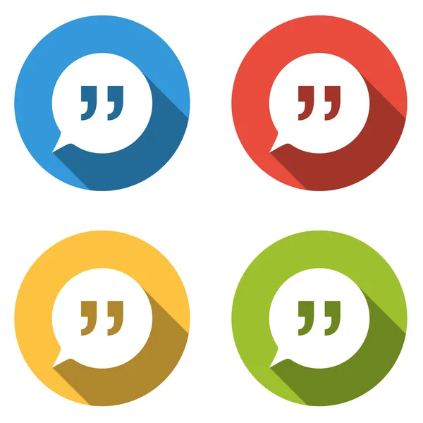 Collection of 4 isolated flat buttons for speech bubbles with qu — Stock Vector