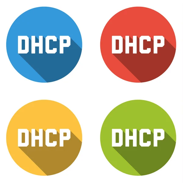 Coleção de 4 botões planos isolados para DHCP —  Vetores de Stock