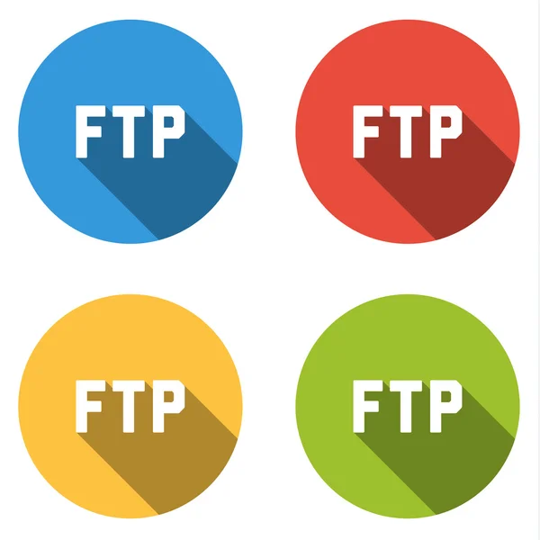 Collection of 4 isolated flat buttons for FTP — Stock Vector