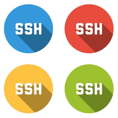 Ssh (Secure S için 4 izole düz renkli düğmeler koleksiyonu