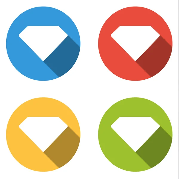 Colección de 4 botones planos aislados para cristal (gema, diamante ) — Vector de stock